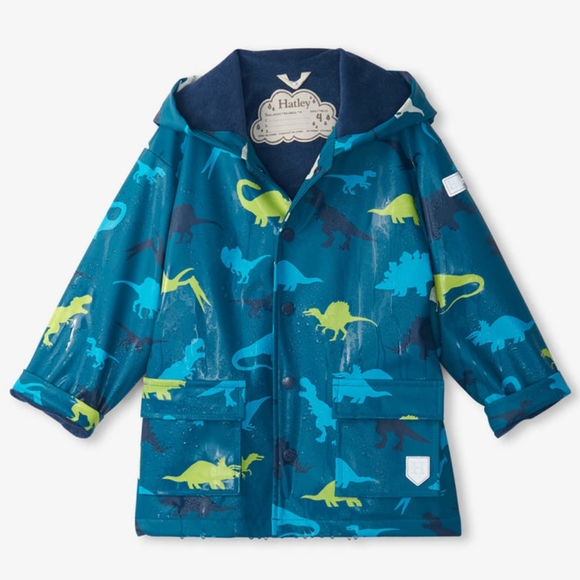 *NWOT* Hatley Boys Real Dinosaurs Color-Changing Button Up Raincoat - Picture 2 of 13